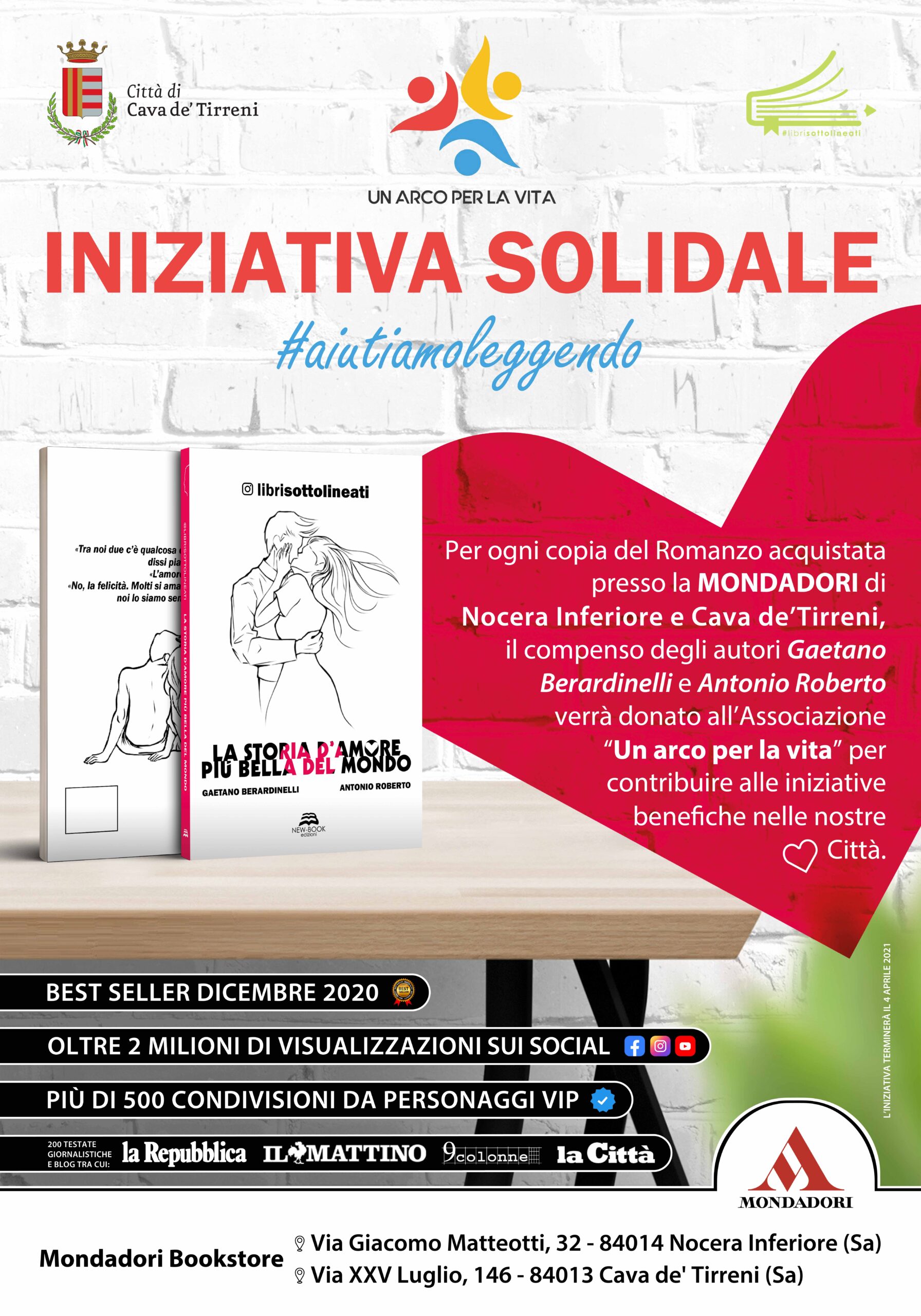 #aiutiamoleggendo, l’iniziativa solidale promossa dai due autori del romanzo “La storia d’amore più bella del mondo”