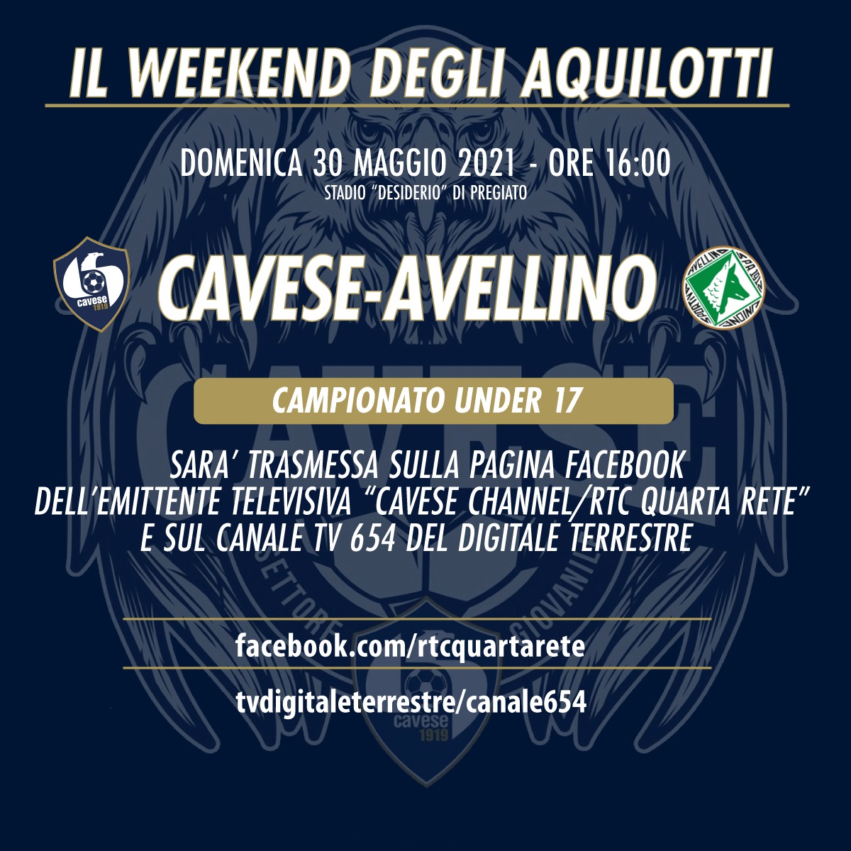 WEEKEND DEGLI AQUILOTTI, come seguire il match Cavese  – Avellino