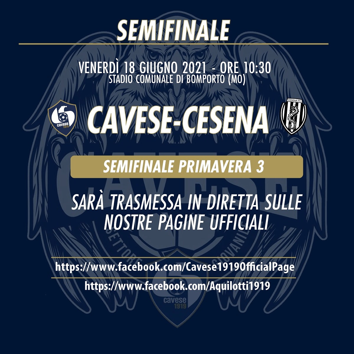 Semifinale Primavera 3, come seguire il match Cavese – Cesena