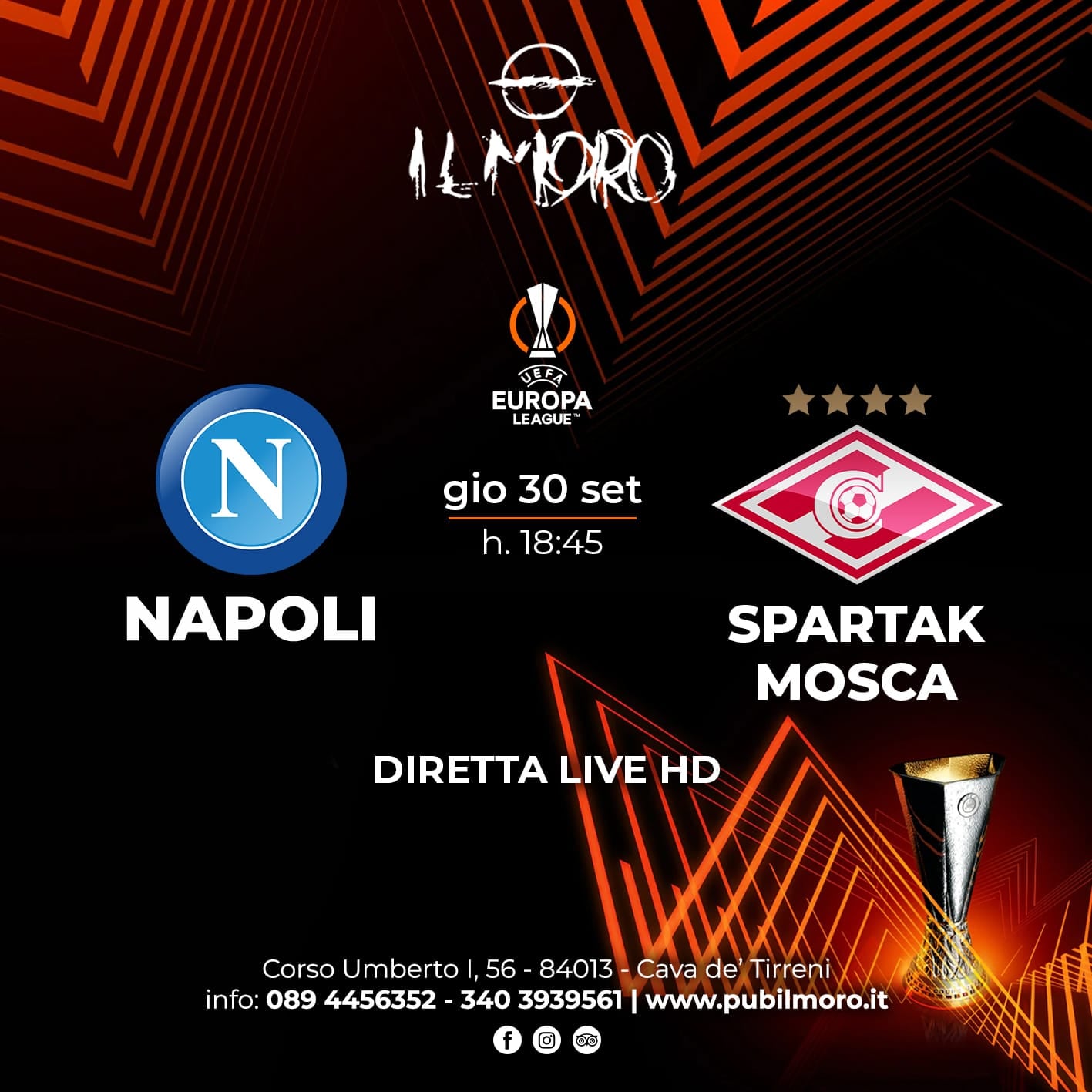 Napoli – Spartak Mosca, Giovedì 30 Settembre al Pub Il Moro